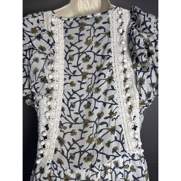 Sea New York Size 6 Dress Women's Floral Print Boho Flutter Tassel Cotton Blend - Picture 9 of 11